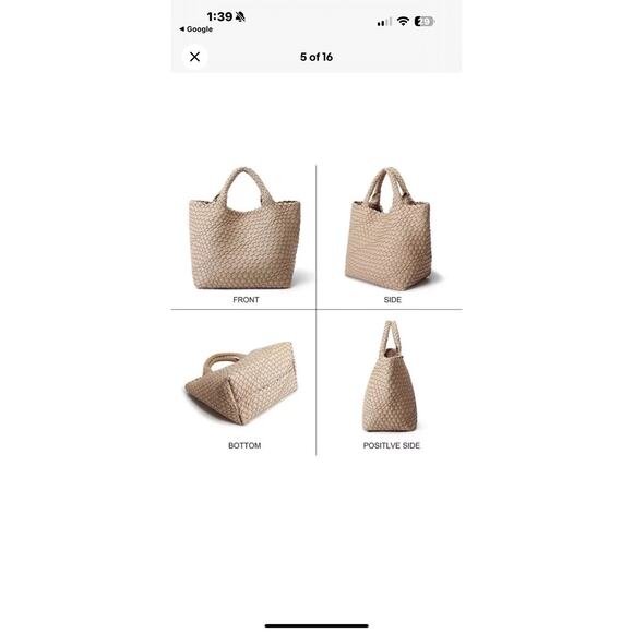 NWT Queenoris Woven Tote Bag with Matching Pouch - Tan Faux Leather Beach Pool - Picture 6 of 7